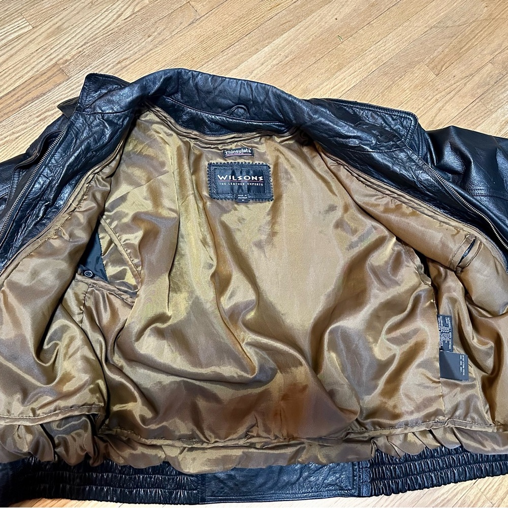 Wilsons Leather Black Bomber Jacket - Picture 5 of 9
